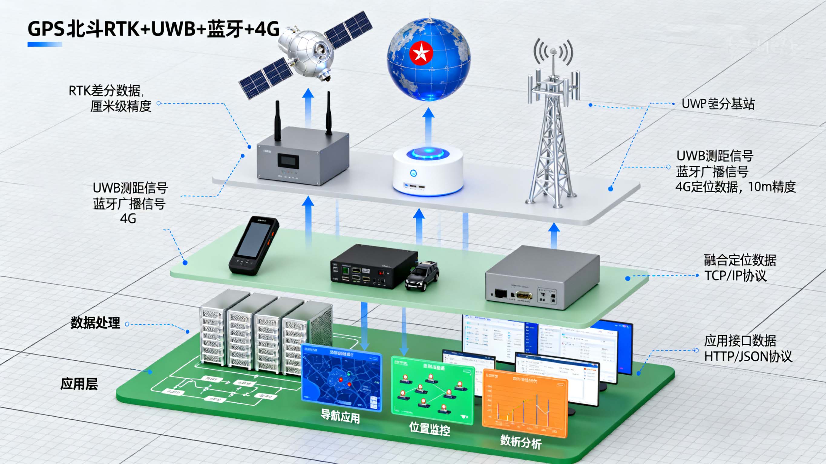 GPS北斗RTK+UWB藍牙4G室內外定位技術應用